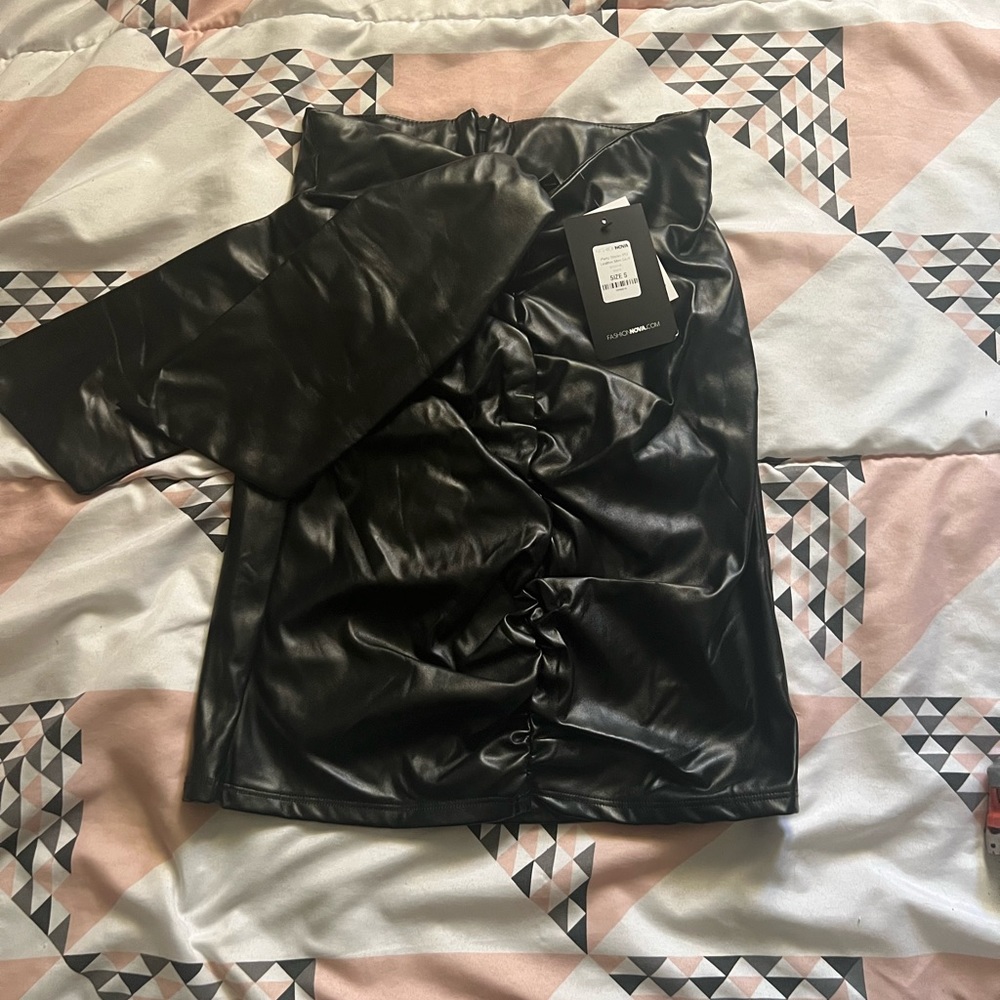 Leather mini skirt